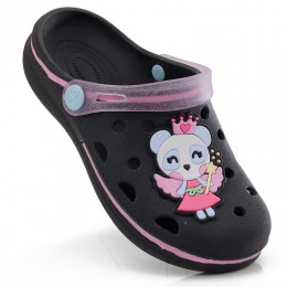 Babuche Infantil Feminino WorldColors Pop Kids - Preto/rosa Gliter