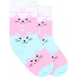 Meia Cano Longo Infantil WorldColors Baby - Branco/azul Claro (Tam 17 a 22)