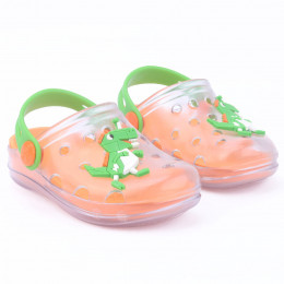 Babuche Infantil Wboys Pop Clear Baby - Transparente/Laranja/Verde Folha