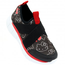 Tênis Infantil Feminino Calce Fácil Hello Kitty by WorldColors - Preto/Vermelho