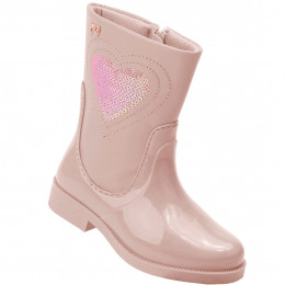 Bota Infantil Feminina Cano Curto Coração Baby WorldColors - Nude 