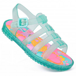 Sandália Papete Infantil Feminina Drops Fisherman Kids WorldColors - Verde Leve Gliter