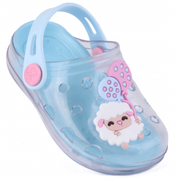 Babuche Infantil Feminino WorldColors Pop Clear Baby - Transparente/Azul Acqua
