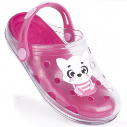 Babuche Infantil Feminino WorldColors Pop Clear Kids - Transparente/Pink New