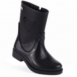 Bota Infantil Feminina Cano Curto Coração Baby WorldColors - Preto 
