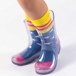 Kit - Galocha Infantil e Meia Divertida WorldColors - Transparente/Heroína