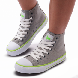 Tênis Feminino Cano Médio LPS STAR BY WorldColors - Gelo/Verde Fluor
