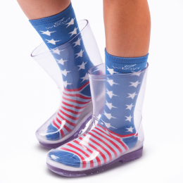 Galocha Transparente Masculina Infantil e Meia Divertida Capitão WorldColors