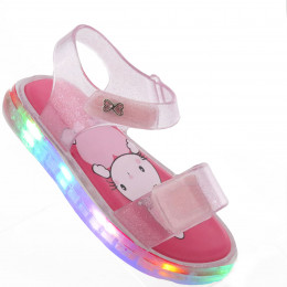 Sandália Papete Infantil Lolipop LED WorldColors Baby - Rosa Gliter