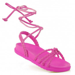 Sandália Papete Feminina Birken Rasteira Amarração WorldColors - Pink