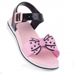 Sandália Papete Infantil Feminina Manu Laço WorldColors - Preto/Rosa