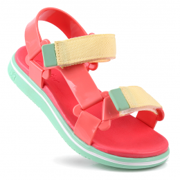 Sandália Papete Infantil Feminina Manu WorldColors kids - Salmao Flower/Verde