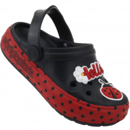 Babuche Infantil EVA Soft Worldcolors - Preto/vermelho