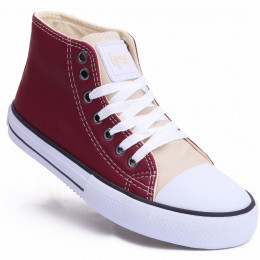 Tênis Feminino Casual Cano Médio Lps Star - Areia/Bordo