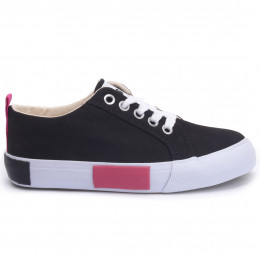 Tênis Feminino Casual De Lona LPS Fashion - Preto/Pink