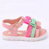 Sandália Infantil Feminina De Tiras Com Laço Colorido - Nude