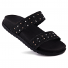 Sandália Papete Feminina Birken Rasteira WorldColors - Jeans/Preto 