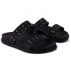 Sandália Papete Feminina Birken Rasteira WorldColors - Jeans/Preto 