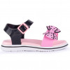 Sandália Papete Infantil Feminina Manu Laço WorldColors - Preto/Rosa